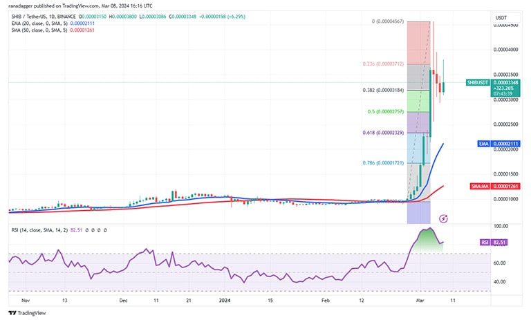 نمودار روزانه SHIB/USDT