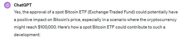 نظرات ChatGPT در مورد تایید نقدی بیت کوین ETF