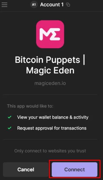 در Magic Eden به کیف پول متصل شوید