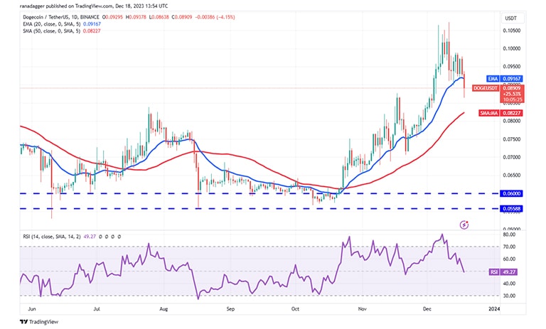 نمودار قیمت روزانه Dogecoin