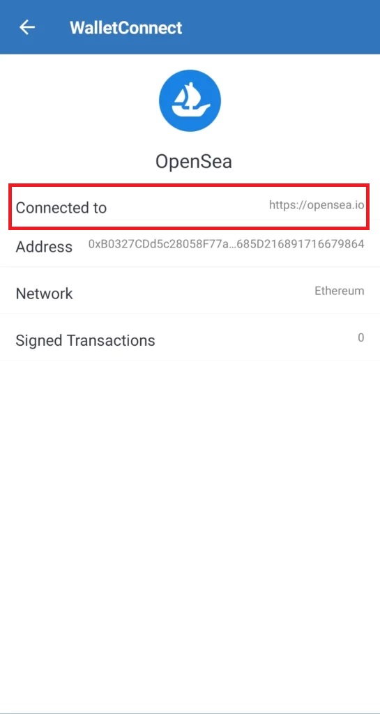 کیف پول به opensea متصل شد