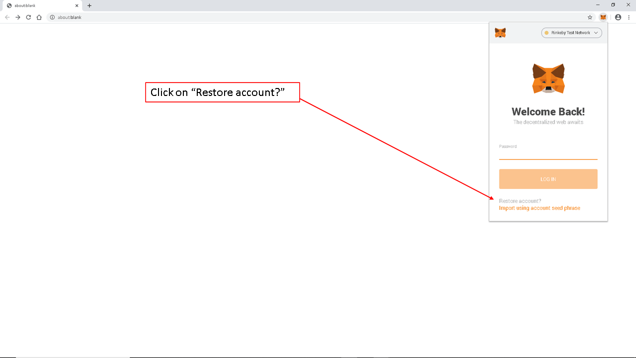 روی Restore Account کلیک کنید