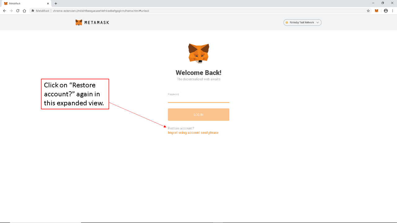 دوباره روی Restore Account کلیک کنید