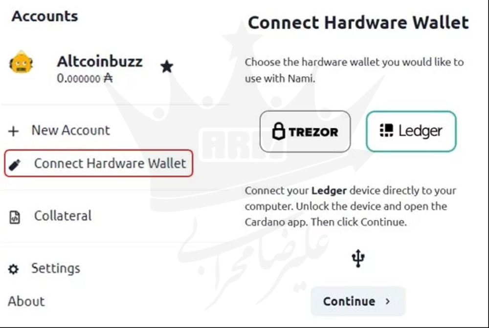 اتصال کیف پول Nami به کیف پول سخت افزاری