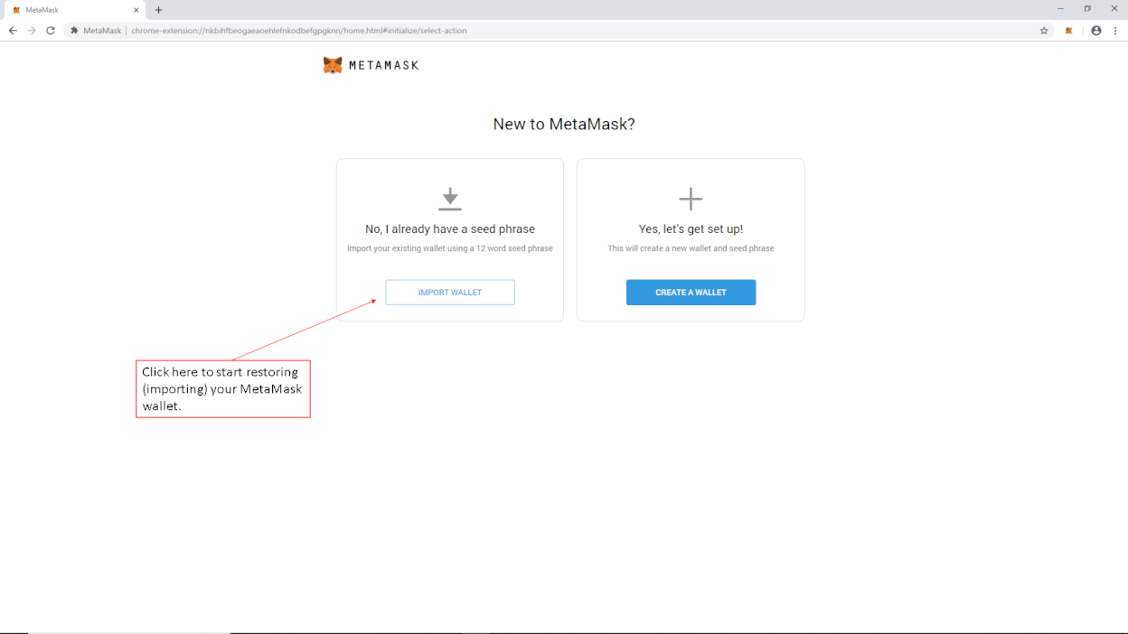 کیف پول Metamask را در افزونه مرورگر کروم بازیابی کنید